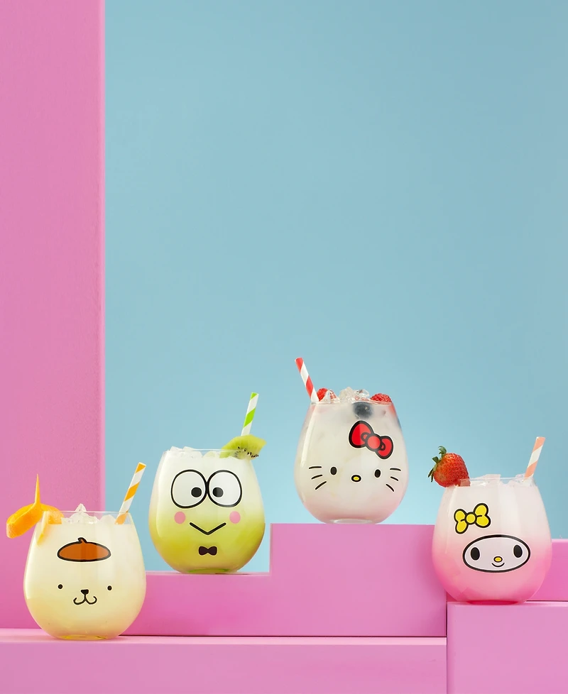 JoyJolt Hello Kitty and Friends Hello Sippy Stemless Drinking Glasses, Set of 4