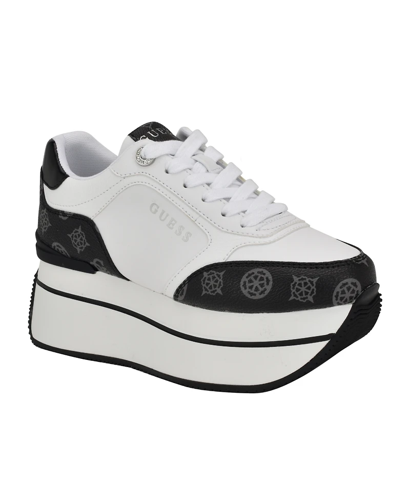 Guess Women's Camrio Casual Double Platform Lace Up Sneakers