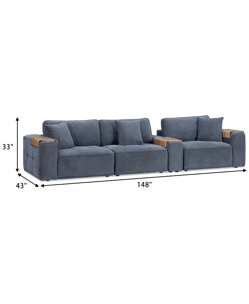 Nycolle 4-Pc. Modular Fabric Sectional with Console, Created for Macy's