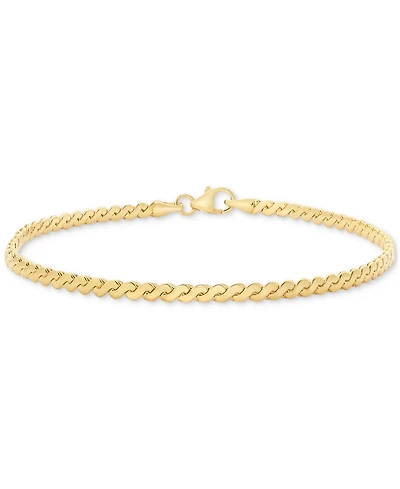Polished Serpentine Link Chain Bracelet in 14k Gold