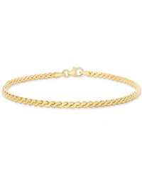 Polished Serpentine Link Chain Bracelet in 14k Gold