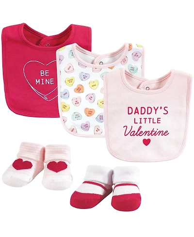 Hudson Baby Girls 5Pk Bibs and Socks Set
