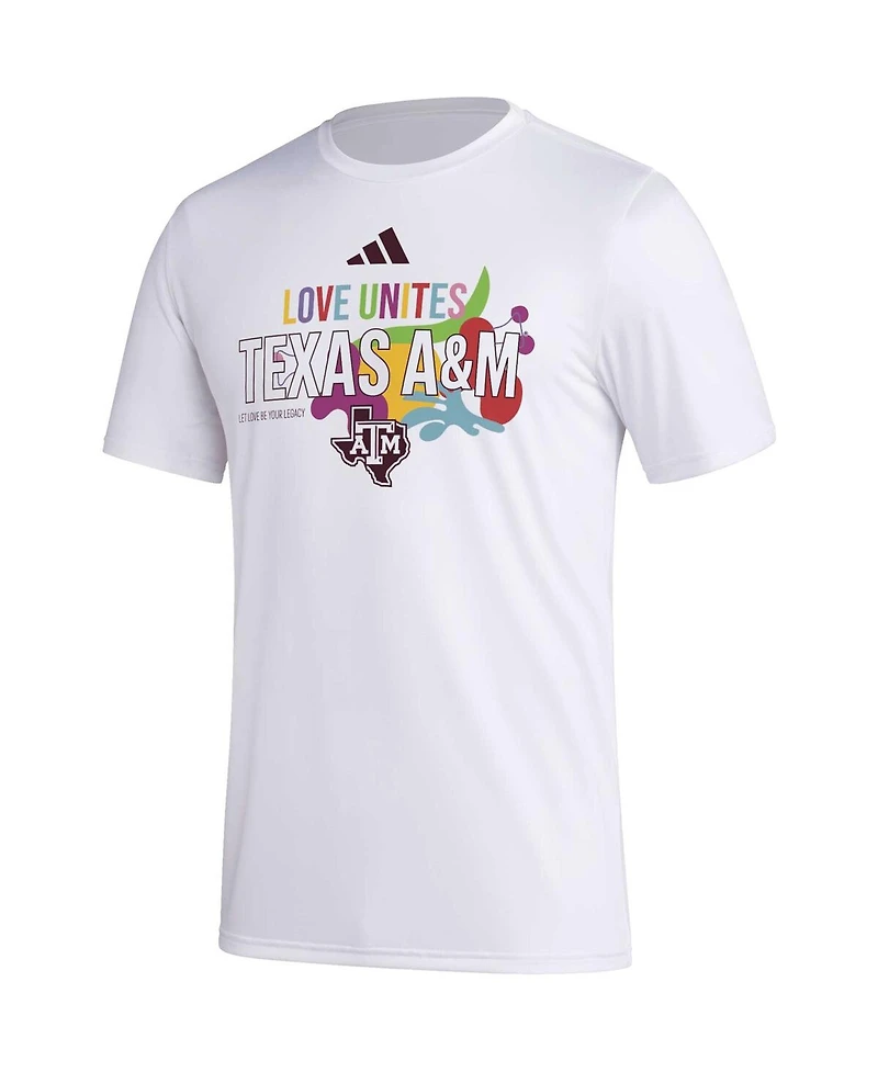 Adidas Men's x Rich Mnisi Pride Collection White Texas A M Aggies Pregame Aeroready T-Shirt