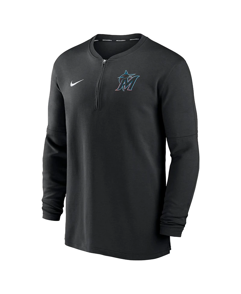 Nike Men's Black Miami Marlins Authentic Collection Game Time Performance Quarter-Zip Top