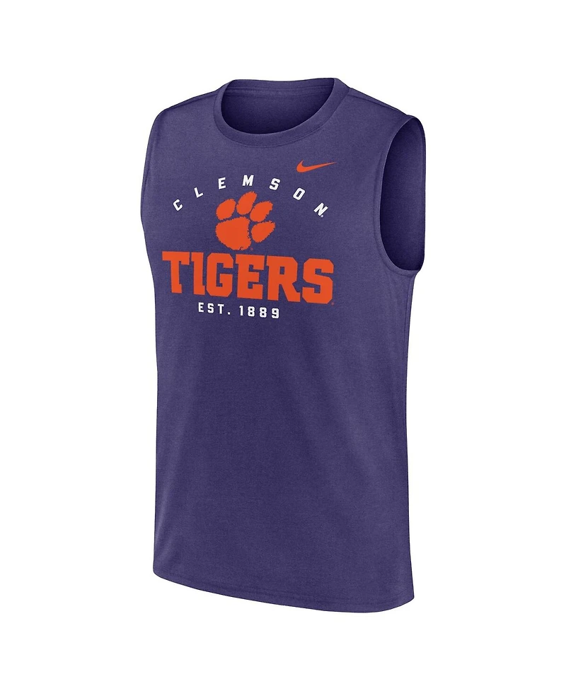 Nike Men's Purple Clemson Tigers Primetime Legend Lock Up Performance Muscle Tank Top