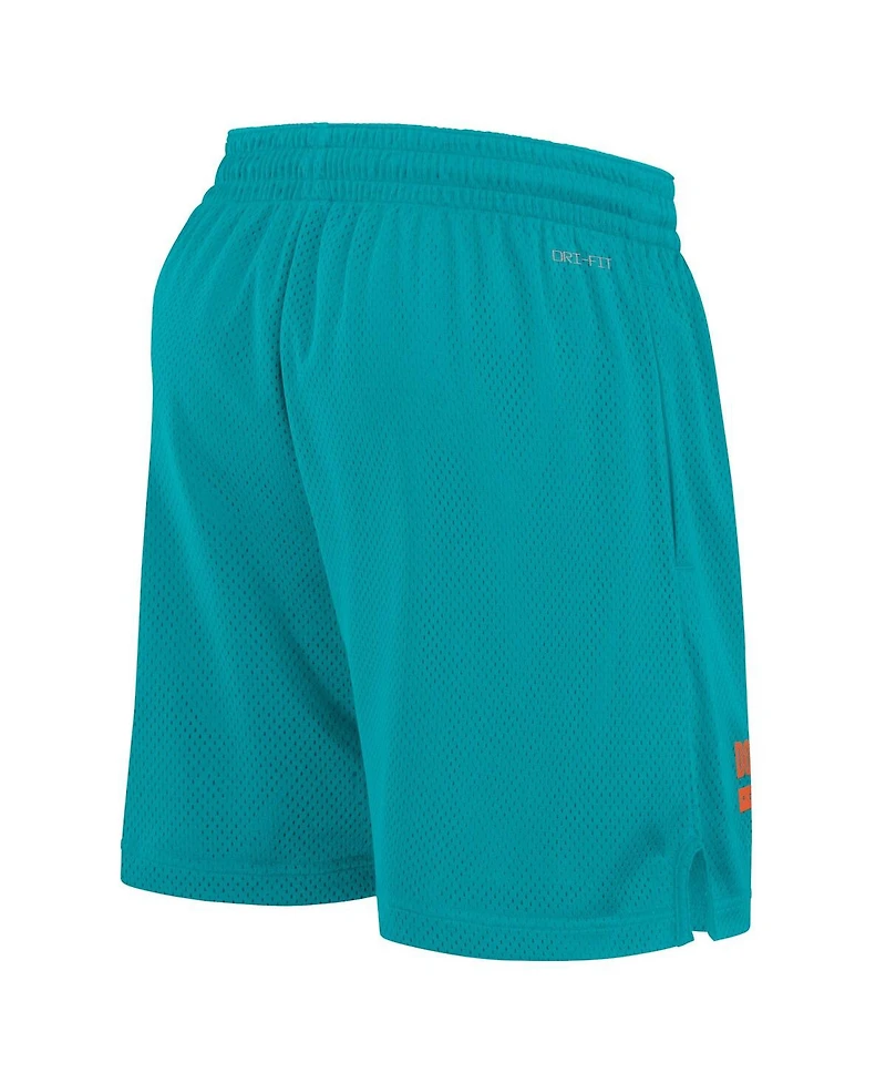 Nike Men's Aqua Miami Dolphins 2024 Sideline Performance Mesh Shorts