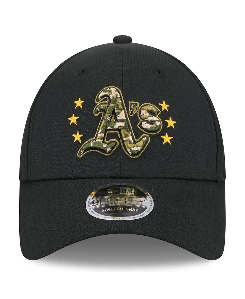 New Era Men's Black Oakland Athletics 2024-Armed Forces Day 9FORTY Adjustable Hat
