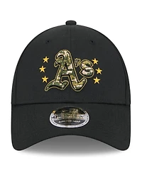 New Era Men's Black Oakland Athletics 2024-Armed Forces Day 9FORTY Adjustable Hat