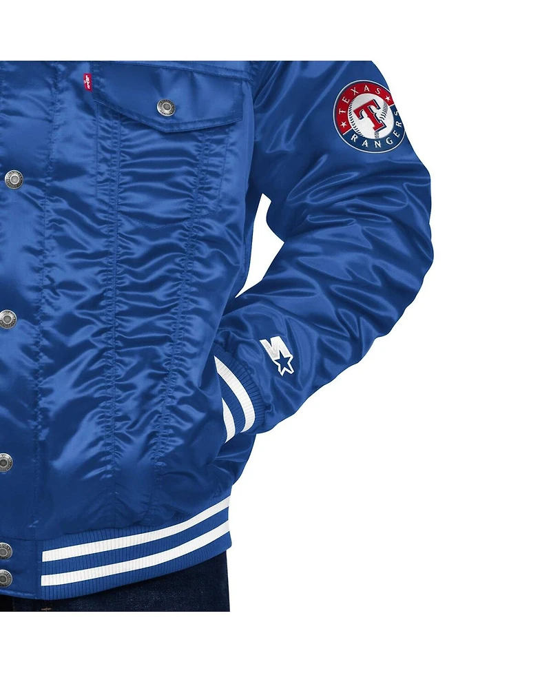 Levi's x Starter Men's Royal Texas Rangers Silver Tab Satin Full-Snap Trucker Jacket