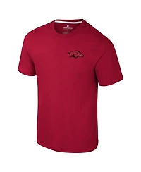 Colosseum Men's Cardinal Arkansas Razorbacks Logo Lockup 2-Hit Active Blend T-Shirt