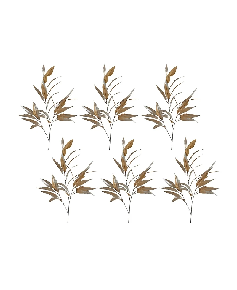 Slickblue Gold Long Blade Eucalyptus Leaf Spray (Set of 6)