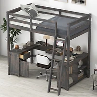 Streamdale U-Shape Loft Bed with Drawers and Shelves