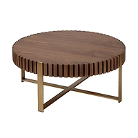 Streamdale Furniture Modern Wood Coffee Table with Stainless Steel Pedestal Base