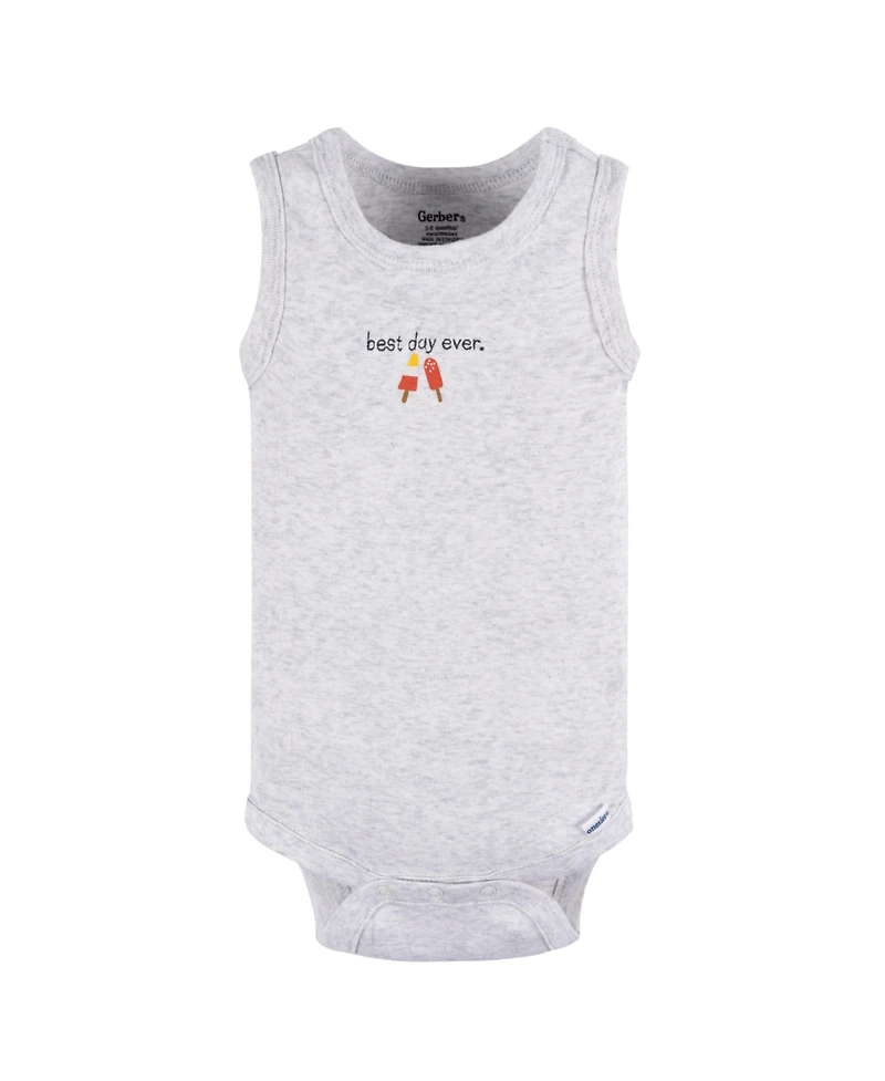 Gerber Baby Girls Sleeveless Onesies Bodysuits, 4 Pack