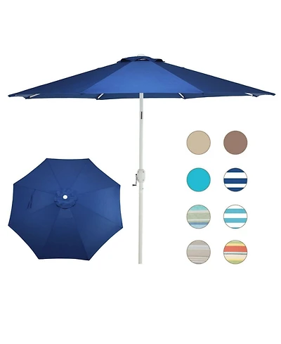 Aoodor 9FT Outdoor Patio Market Umbrella Aluminum Frame with Push Button Tilt Crank and 8 Steel Ribs, Uv Protection Waterproof