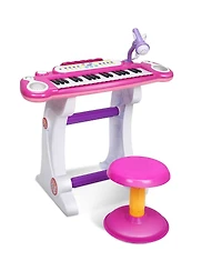 Slickblue Kids Electronic 37 Key Toy Piano w/ Microphone & Stool