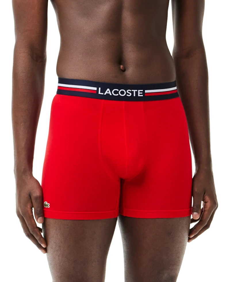 Lacoste Men's 3-Pack Regular-Fit Stretch French Flag Boxer Briefs
