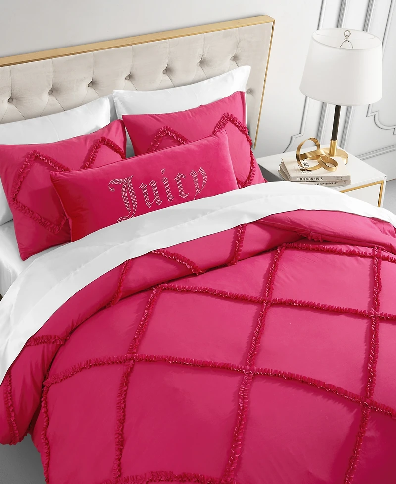 Juicy Couture Diamond Ruffle Piece Reversible Comforter Set