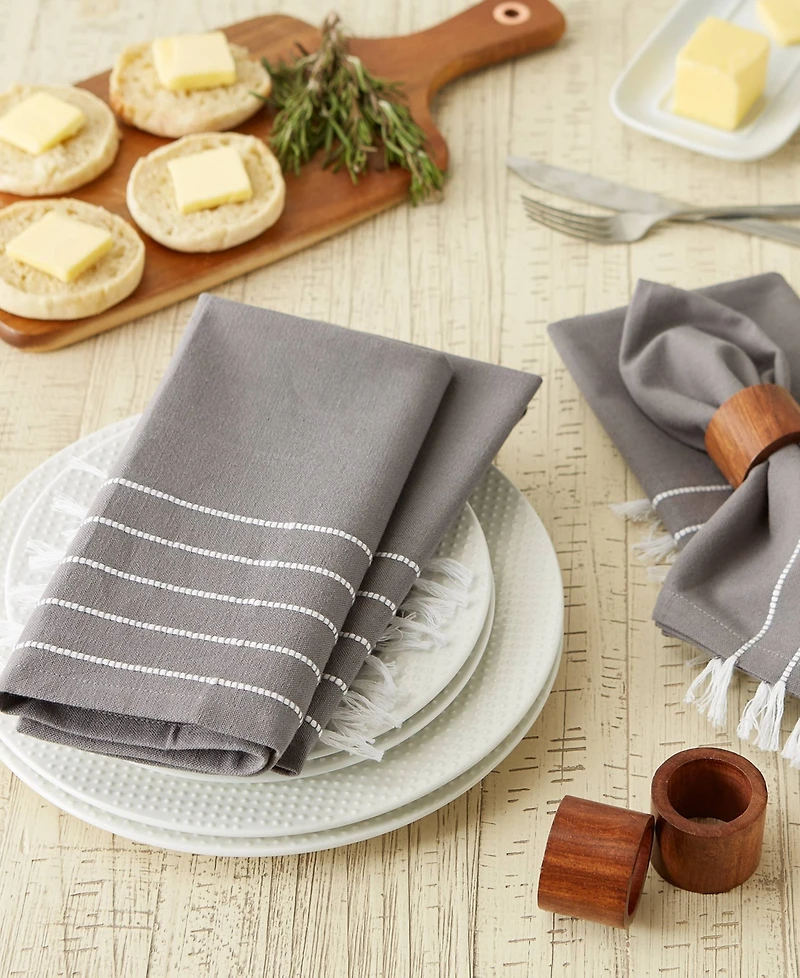 Design Imports Stripe Tassel Napkin Set of 4