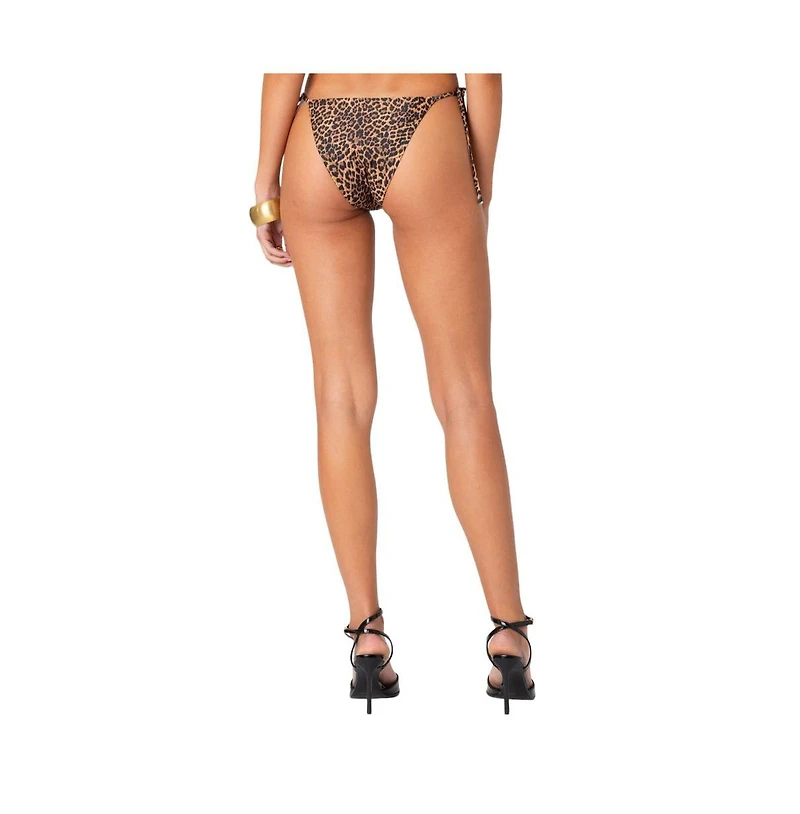 Women's Lacey Leopard string bikini bottom