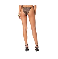 Women's Lacey Leopard string bikini bottom