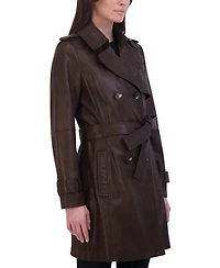 Tahari Women's Natalie Belted Leather Trench Coat