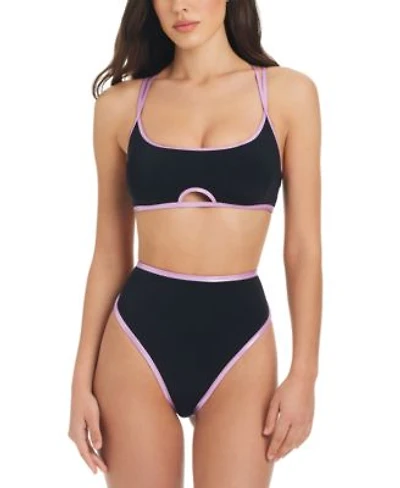 Red Carter Womens Contrast Trim Bralette Bikini Top Bottoms