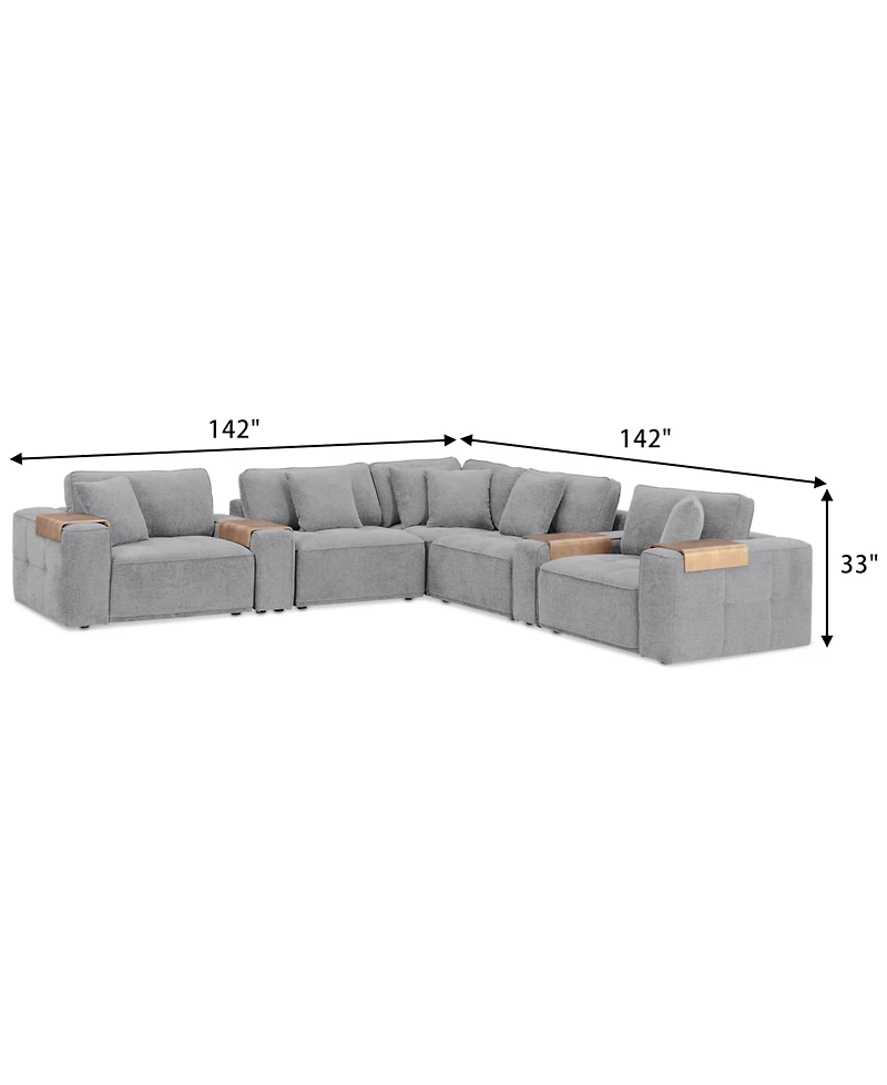 Nycolle 7-Pc. Modular Fabric L-Shape Sectional with 2 Consoles, Created for Macy's