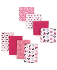 Hudson Baby Girls Cotton Flannel Burp Cloths and Receiving Blankets, 8-Piece