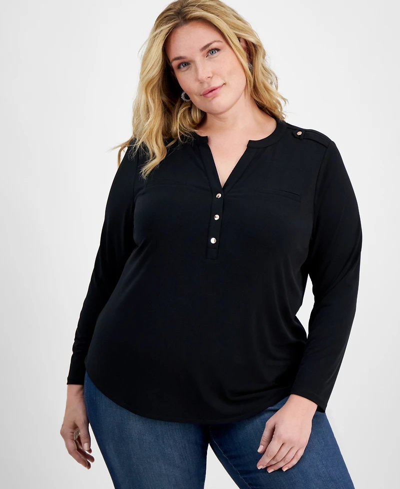 I.n.c. International Concepts Plus Size Long-Sleeve Top, Created for Macy's