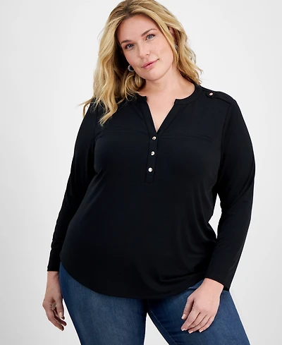 I.n.c. International Concepts Plus Size Long-Sleeve Top, Created for Macy's
