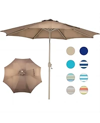 Aoodor 9FT Outdoor Patio Market Umbrella Aluminum Frame with Push Button Tilt Crank and 8 Steel Ribs, Uv Protection Waterproof