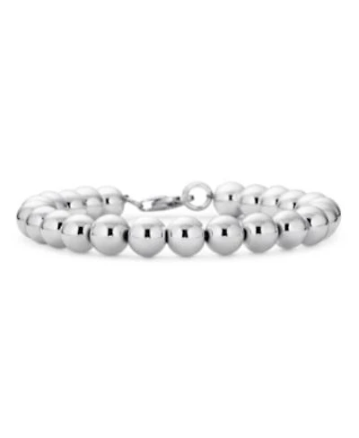Bling Jewelry Simple Plain Hand Strung Polish Round Light Weight Sterling Silver Bead 8mm Ball Strand Bracelet 9 Inch