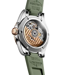 Longines Women's Swiss Automatic Conquest Green Rubber Strap Watch 34mm