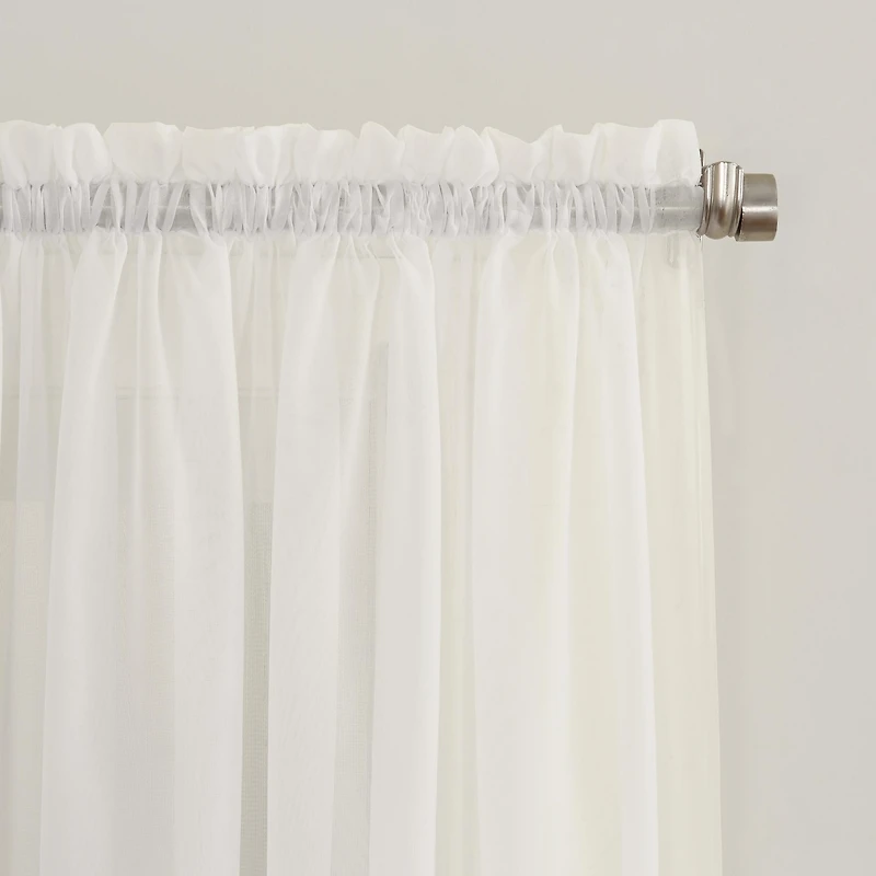 Sheer Voile Rod Pocket Curtain Panel