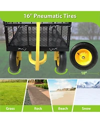 Sturdy Garden Cart 1400 Lbs Load Capacity, Steel Mesh Bed