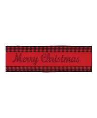 Slickblue Wired Merry Christmas Ribbon With Buffalo Plaid Accent (Set of 6)