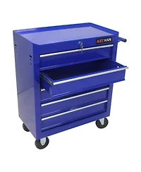 Simplie Fun 5 Drawers Multifunctional Tool Cart With Wheels-Blue
