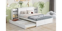 Streamdale Queen Storage Bed with Pull-Out Shelves and Trundle