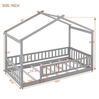 Streamdale Walnut Fence Bed House Frame for Kids and Teens