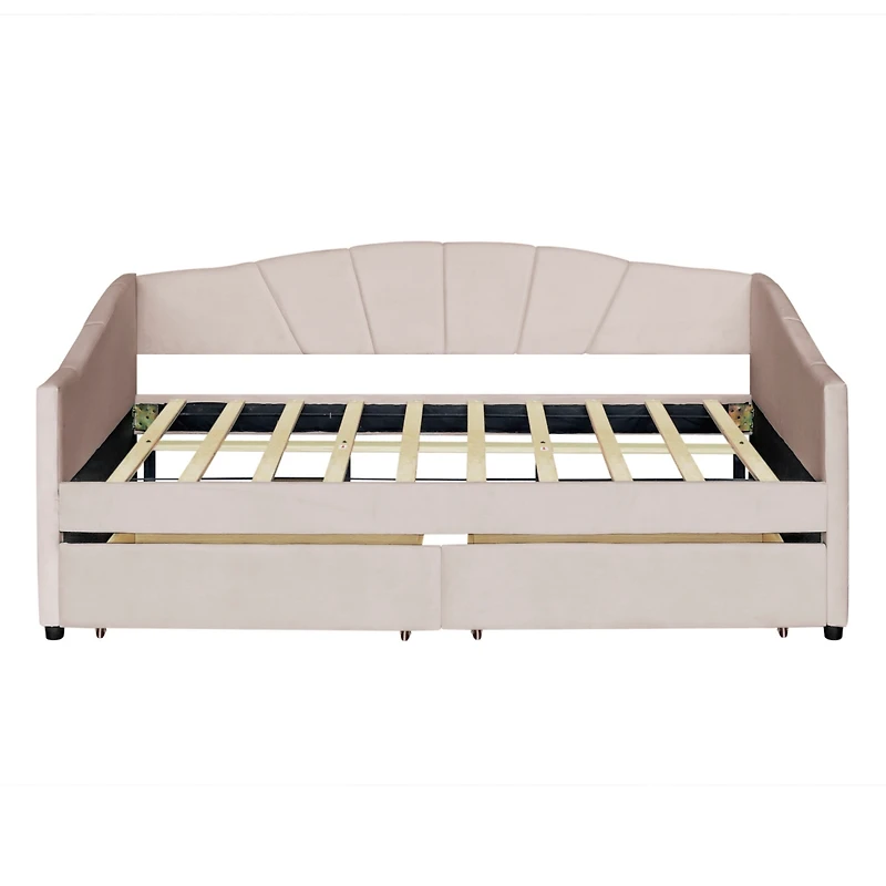 Streamdale Upholstered Daybed Twin With Two Drawers And Wood Slat