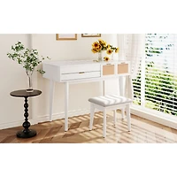 Streamdale 43" Wood Makeup Vanity Set with Mirror, Stool & Storage