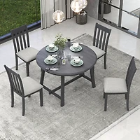Streamdale Gray 5-Piece Round Dining Table Set with 4 Chairs