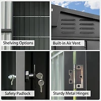 Black Metal Outdoor Storage Shed 8.2'X6.2' Lockable Cabinet