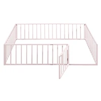 Streamdale Queen Metal Floor Bed Frame With Fence And Door