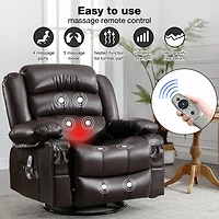 Streamdale Brown Swivel Rocker Recliner with Massage and Heat