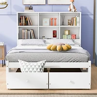 Streamdale Platform Bed with Storage Headboard, Chargers, Drawers
