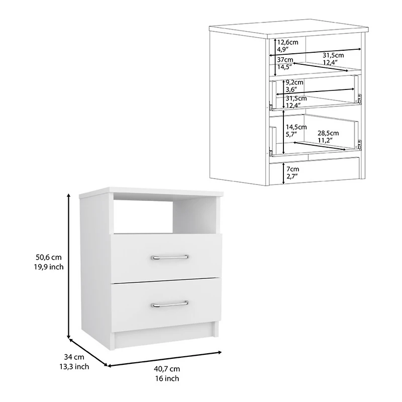 Streamdale Nightstand Olienza, Two Drawers, One Shelf, Finish