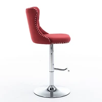 Simplie Fun Adjustable Swivel Barstools Set in Wine Red