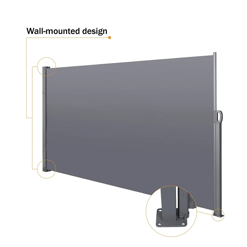 Streamdale Retractable Patio Screen Uv/Waterproof, Dark Grey
